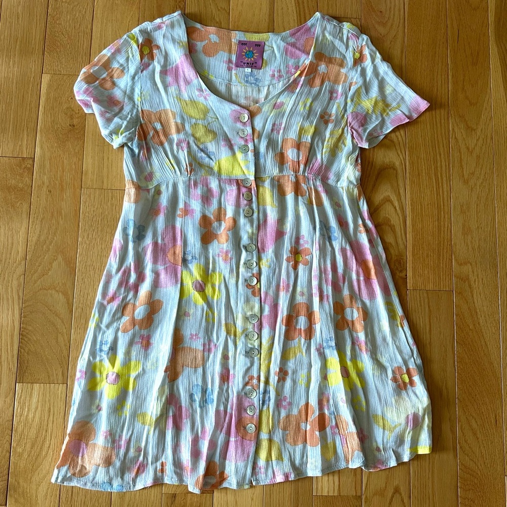 UNIF Multicolor Floral Babydoll Mini Dress